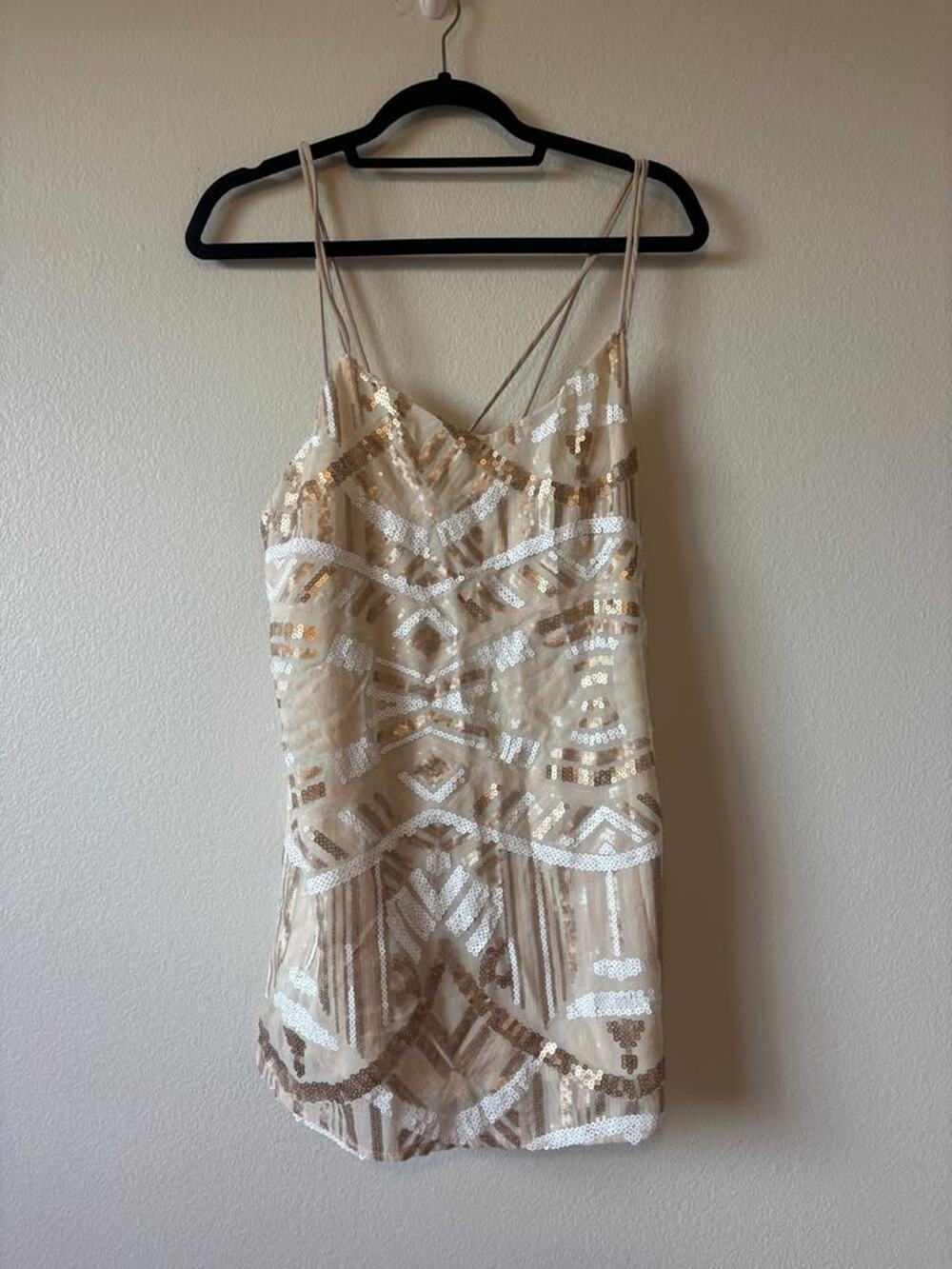 Show Me Your Mumu Gold & Ivory Sequin Mini Dress - Size S